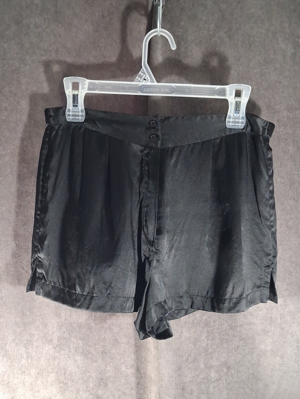 Vintage Eaton 100% Silk Black High Waisted Pleated Open Fly Shorts Lingerie M VG